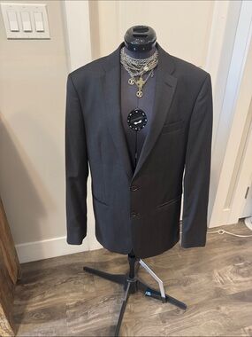 John Varvatos Charcoal Gray - brown Men's wool Blazer sz 40 (tailored sleeves)